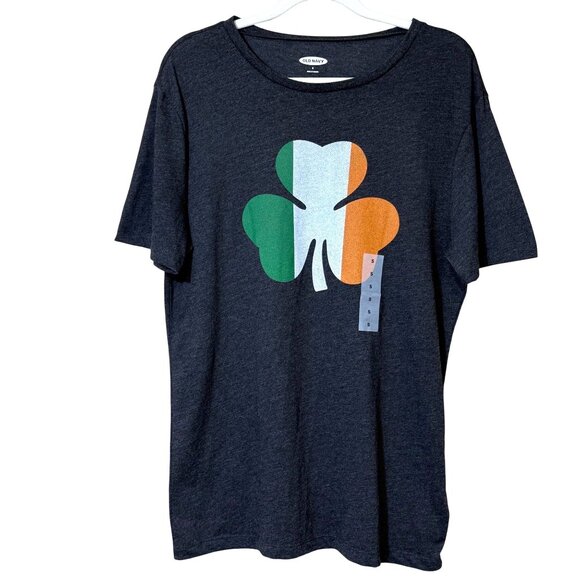 Old Navy Short Sleeve T-Shirt Shamrock Graphic Black Jack Heather Mens Small - Picture 1 of 6